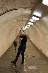 Trevor Cox with saxophone